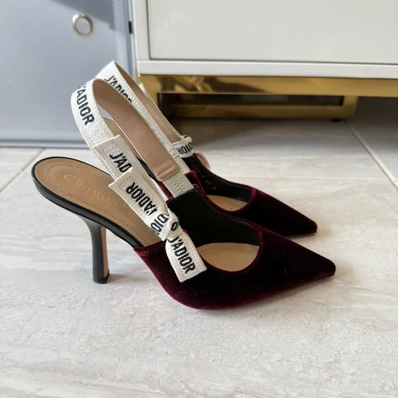 Authentic Dior burgundy velvet 'J'Adior' slingbacks - Picture 3 of 8